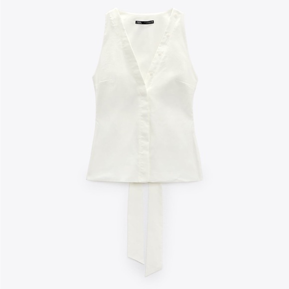 Zara Open Back Linen Blend Halter Tank NWT sz XL - Picture 2 of 5